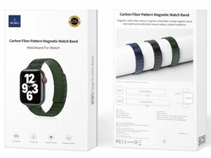 کیفیت بند اپل واچ مگنتی با الگوی فیبر کربن 42، 44، 45 و 49 میلی‌متری ویوو WIWU 42/44/45/49MM Carbon Fiber pattern magnetic watch band Wi-WB009