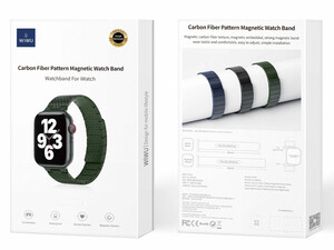 فروش بند اپل واچ مگنتی با الگوی فیبر کربن 38، 40 و 41 میلی‌متری ویوو WIWU 38/40/41MM Carbon Fiber pattern magnetic watch band Wi-WB009