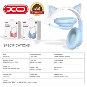 هدفون کودکانه بی‌سیم طرح گربه‌ ایکس‌او