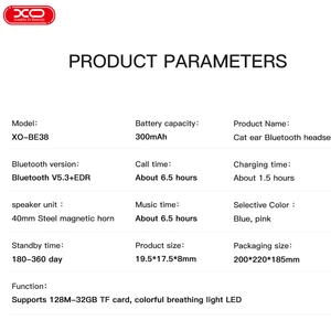 هدفون بچگانه بی‌سیم طرح گربه‌ ایکس‌او