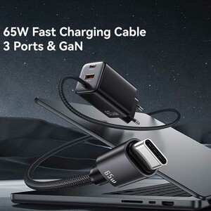 شارژر دیواری تایپ سی 65 وات و کابل شارژ تایپ سی یوسامز