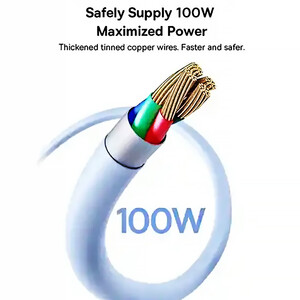 کابل سوپر فست شارژ تایپ‌سی به تایپ‌سی 100 وات یک متری بیسوس