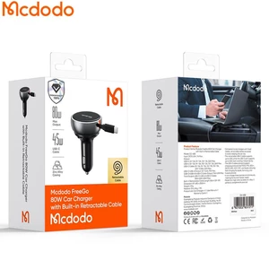 شارژر فندکی فست شارژ تایپ سی و یو اس بی با کابل جمع شونده داخل خودرو ماشین کامیون مک دودو