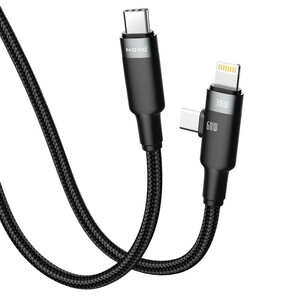 شارژر فندکی 55 وات دو پورت نوکسو مدل CCN‑P‑5 به‌همراه کابل USB-C / لایتنینگ