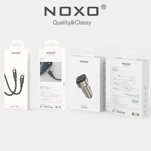 شارژر فندکی 55 وات دو پورت نوکسو مدل CCN‑P‑5 به‌همراه کابل USB-C / لایتنینگ