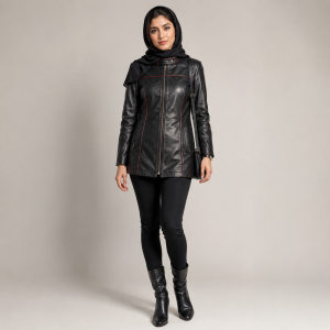 کاپشن زنانه چرم طبیعی مدل پانیذ