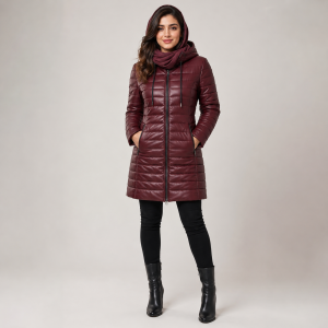 کاپشن زنانه چرم طبیعی مدل سارینا