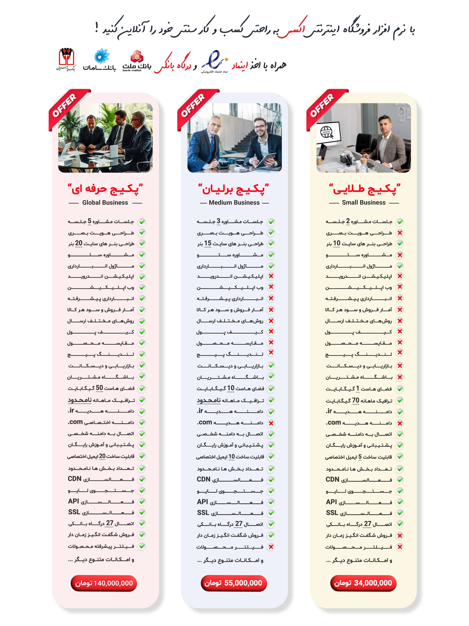 پکیج های قیمت  اکسس مارکتینگ