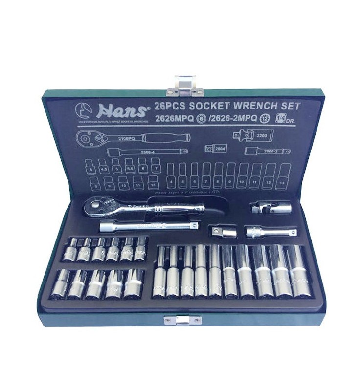 جعبه بکس 26 پارچه درایو 1/4 اینچ بلند و کوتاه هنس HANS مدل 2626MPQ