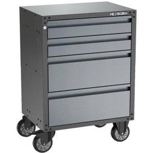 میز ابزار ۴ کشویی چرخ‌دار طوسی هزبرن HEZBÜRN با کد H1404BG