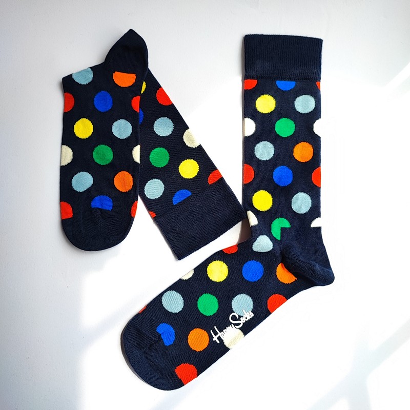 جوراب هپی ساکس طرح خالخالی سرمه‌ای- HAPPY SOCKS