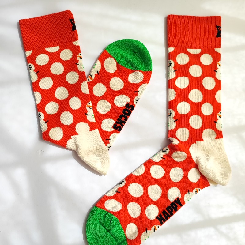 جوراب هپی ساکس طرح  آدم برفی خال‌خالی- HAPPY SOCKS