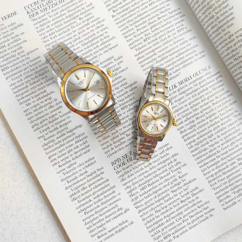 ساعت مچی ست کاسیو (casio) استیل نقره ای طلایی