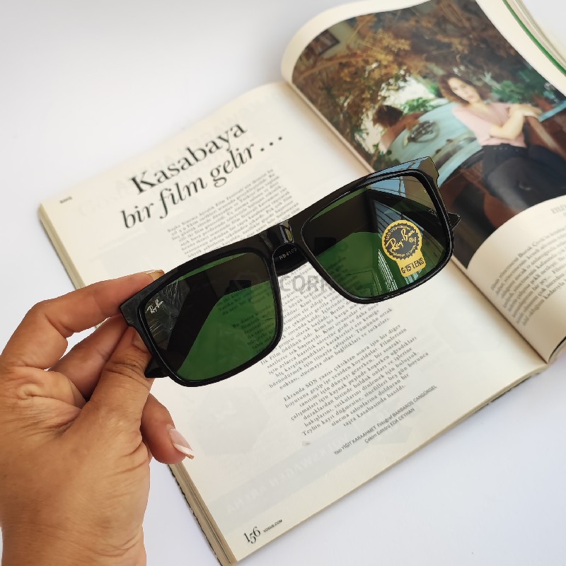 عینک آفتابی مردانه طرح Ray-Ban مستطیلی با عدسی شیشه‌ای ضد خش | UV400