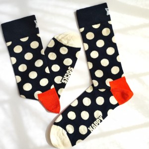 HAPPY SOCKS - جوراب هپی ساکس طرح خال‌خالی سرمه‌ای