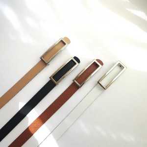 کمربند چرم صنعتی  زنانه با سگک نقره ای مستطیلی| مدل نارون