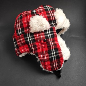 کلاه ترپر زمستانی چهارخانه با لبه برگردان خز