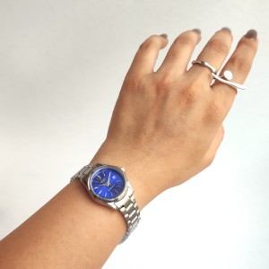 ساعت مچی زنانه کاسیو (casio) استیل صفحه آبی .jpg.jpg