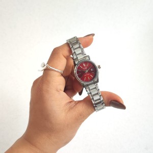 ساعت مچی زنانه کاسیو (casio) استیل صفحه قرمز چری