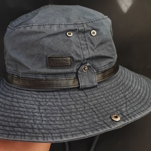 کلاه باکت طبیعتگردی و ماهیگیری کتان دور چرم Outdoor | شیک و خاص