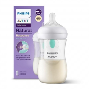 شیشه شیر نچرال سوپاپ دار ریسپانس اونت Avent حجم 260 میلی لیتر