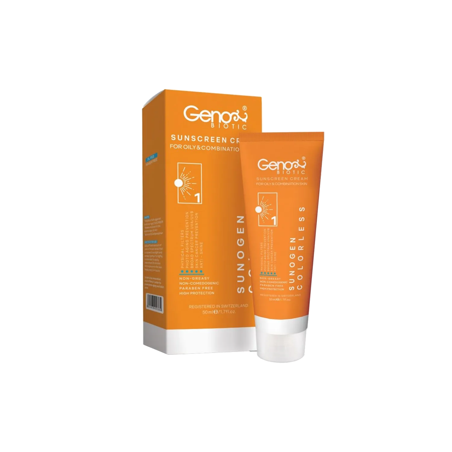 کرم ضدآفتاب بیرنگ ژنو بایوتیک پوست چرب و مختلط SPF50