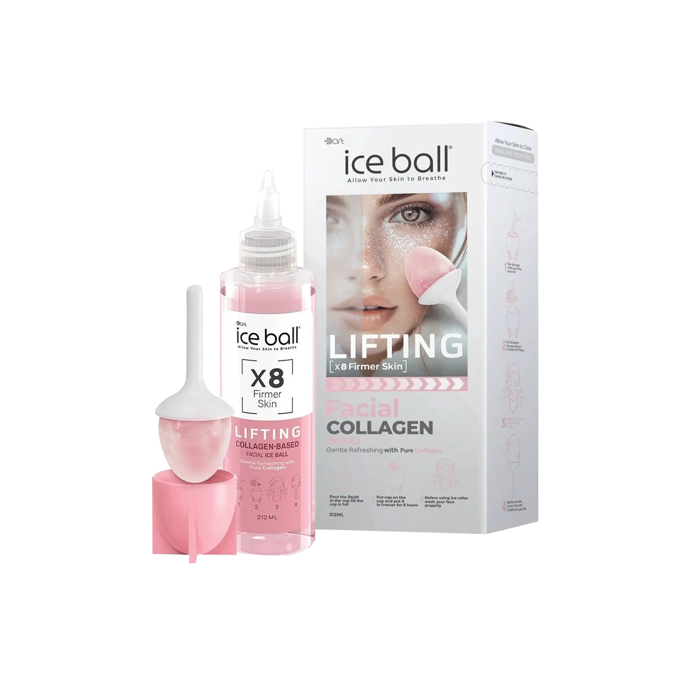 آیس بال لیفتینگ کلاژن صورتی