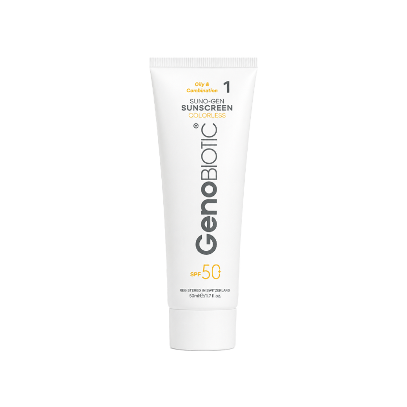 کرم ضدآفتاب بی‌رنگ ژنو بایوتیک پوست چرب و مختلط SPF50