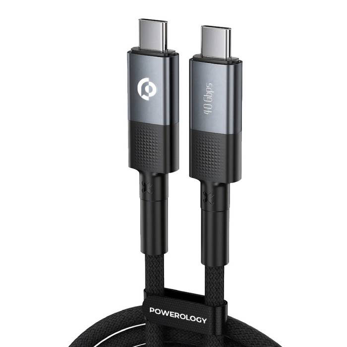 کابل تایپ سی به تایپ سی 240 وات انتقال تصویر پاورولوژی Powerology USB4 Type-C Braided Cable PCAB009