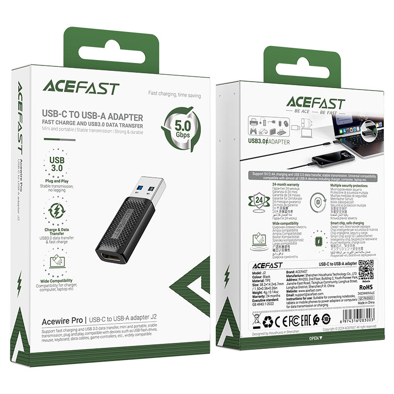 تبدیل OTG یو اس بی به Type-c ایس فست ACEFAST J2 Acewire Pro