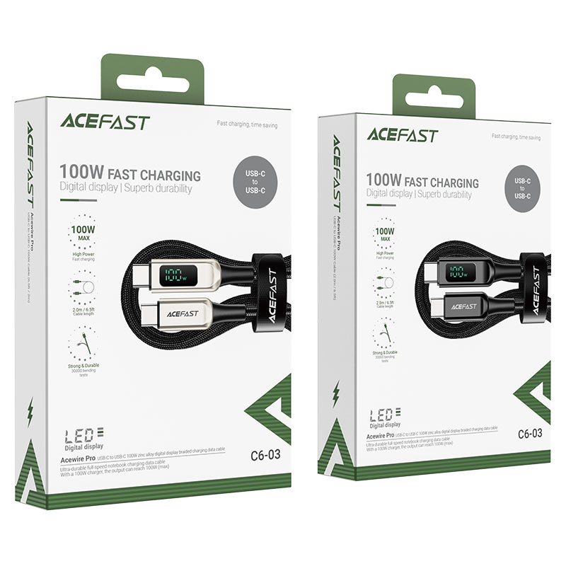کابل Type-C به Type-C ایس فست ACEFAST C6-03 طول 2 متر توان 100 وات
