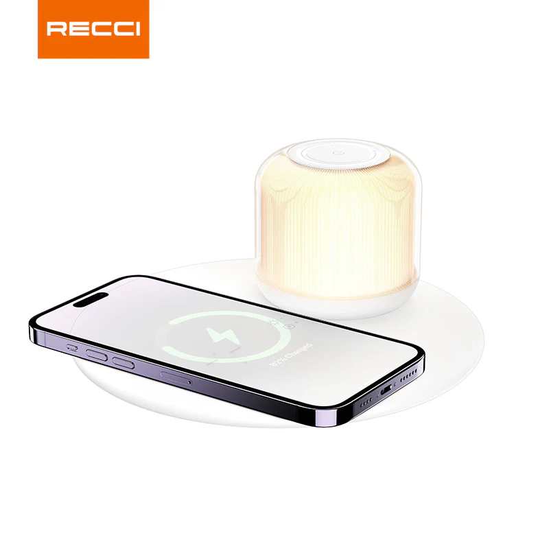 شارژر بی‌سیم و چراغ خواب رومیزی 15 وات RLS-L17 رسی  (Recci Shadow 2-in-1 Wireless Charger RLS-L17)