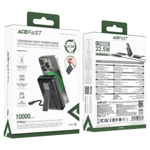 پاوربانک وایرلس 10000 مگ سیف ایس فست ACEFAST M24 توان 22.5 وات همراه با کابل متصل و استند