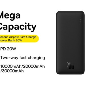 پاوربانک بیسوس مدل Airpow 20W ظرفیت 30000 میلی آمپر ساعت