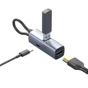 هاب تایپ سی پاورولوژی Powerology Aluminum Mini USB-C Hub PWJT424BK