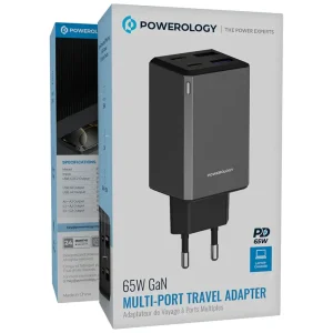 آداپتور شارژ چند پورتی 65W پاورولوژی Powerology 65W GaN Multi-Port Adapter PWCUQC064