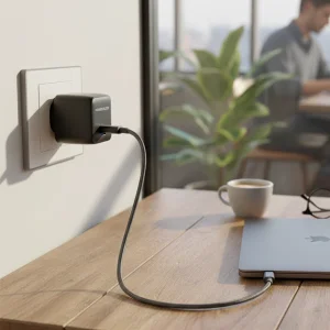 آداپتور شارژ 45W پاورولوژی با کابل تایپ سی Powerology QX 45W GaN Adapter PWCUQC056