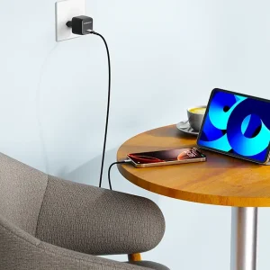 آداپتور شارژ 45W پاورولوژی با کابل تایپ سی Powerology QX 45W GaN Adapter PWCUQC056