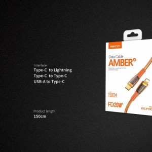 Recci Data Cable Amber USB-C to Lightning PD 20W 150cm RTC-P19CL