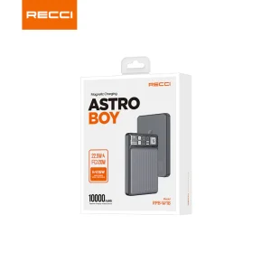 پاوربانک و شارژر بی سیم تایپ سی و یو اس بی 10000 رسی RECCI RPB-W18 10000mAh power bank magnetic charging astro boy
