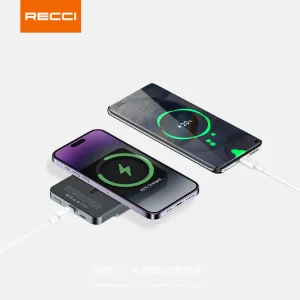 پاوربانک و مگ سیف رسی مدل RPB-W16 ظرفیت 10000 میلی آمپر ساعت (RECCI RPB-W16 Matrix 10000mAh Wireless Charging Power)