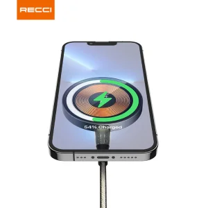 شارژر بی سیم RCW-23CC رسی (Recci RCW-23CC MARS Magnetic suction Wireless Charger science fiction mechanical design Transparent tempered glass panel Type-C)
