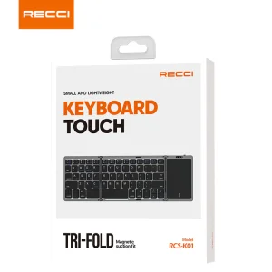 کیبورد بلوتوثی لمسی تاشو RCS-K01 رسی (Recci RCS-K01 Triple Folding Touch Bluetooth Keyboard)
