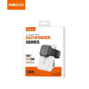 پاوربانک رسی مدل RPB-W19 ظرفیت 10000 میلی آمپر ساعت (Recci RPB-W19 Pathfinder 3 IN 1 Magnetic Wireless Charging Power Bank 100000mAh)