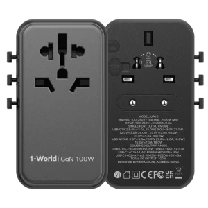 شارژر مسافرتی جهانی 4 پروت صد واتی 1-World | Universal 4 Ports Travel Charger (GaN 100W) مومکس (momax)