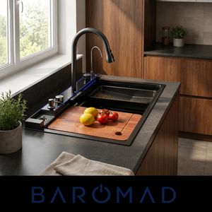 سینک ظرفشویی استیل مدل پیانویی توکار