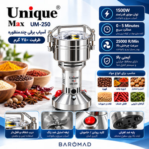 آسیاب صنعتی یونیک مدل UM-250 ظرفیت ۲۵۰ گرم