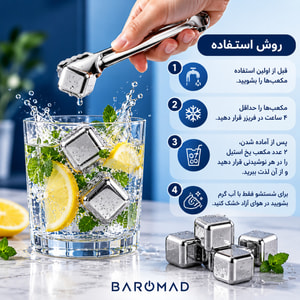 	یخ استیل مکعبی قابل استفاده مجدد مدل Stainless Steel Ice Cube