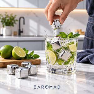	یخ استیل مکعبی قابل استفاده مجدد مدل Stainless Steel Ice Cube