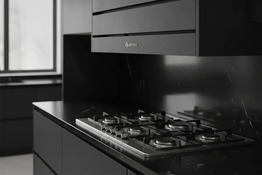 نصب هود مخفی اخوان در کابینت بالای گاز